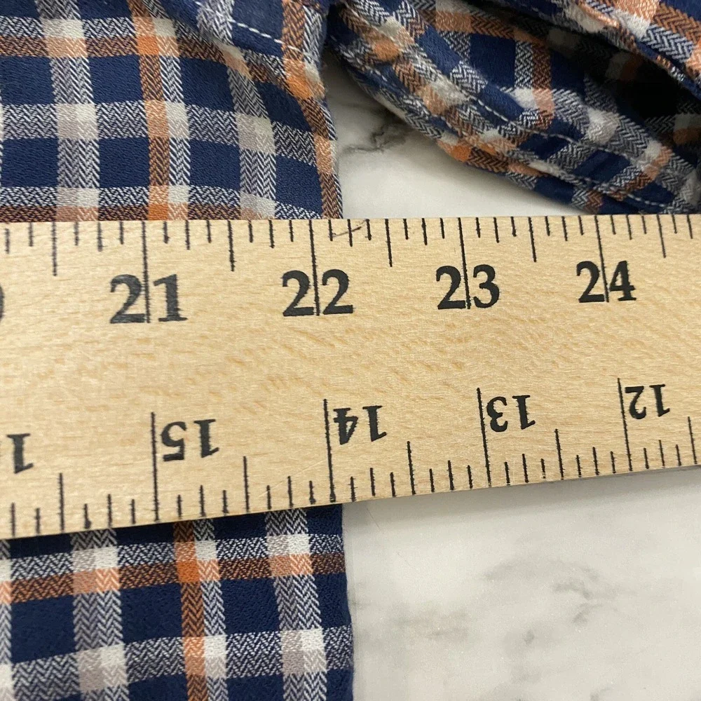 Banana Republic Luxe Flannel Slim Fit Mens Shirt L‎ Multicolor Plaid Long Sleeve